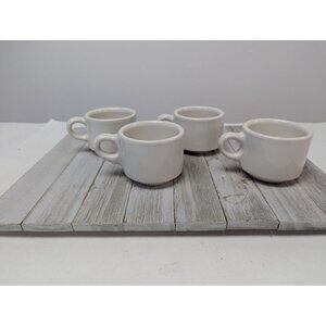 Set of 4 Buffalo China USA Heavy Coffee Cups Mugs Espresso 2.5" Pottery